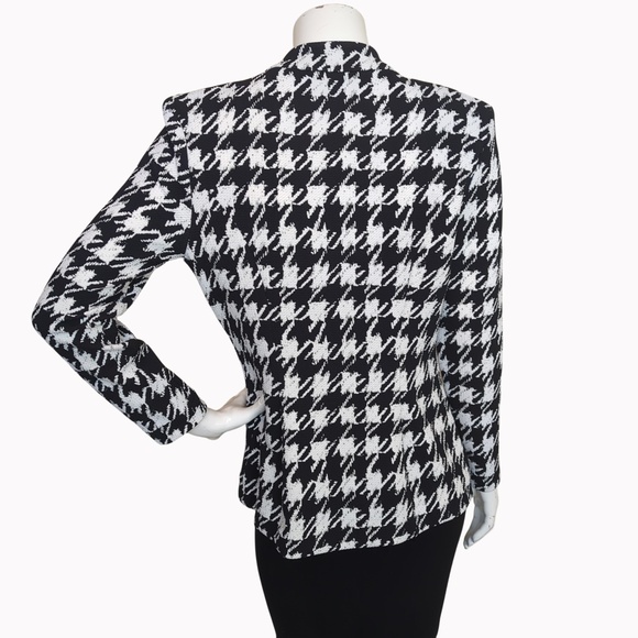 Frank Lyman Black White Houndstooth Open Front Sweater Blazer - Picture 5 of 13